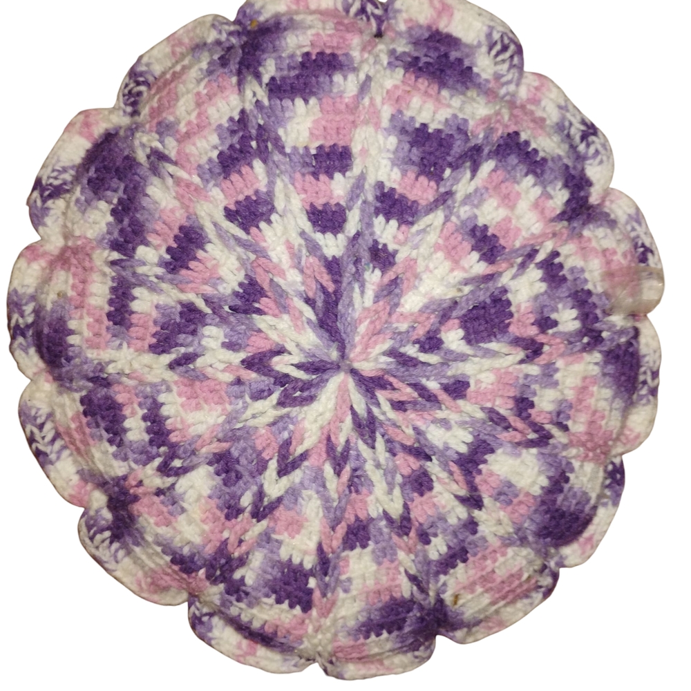 Handmade Purple and Pink Crochet Accent Pillow
